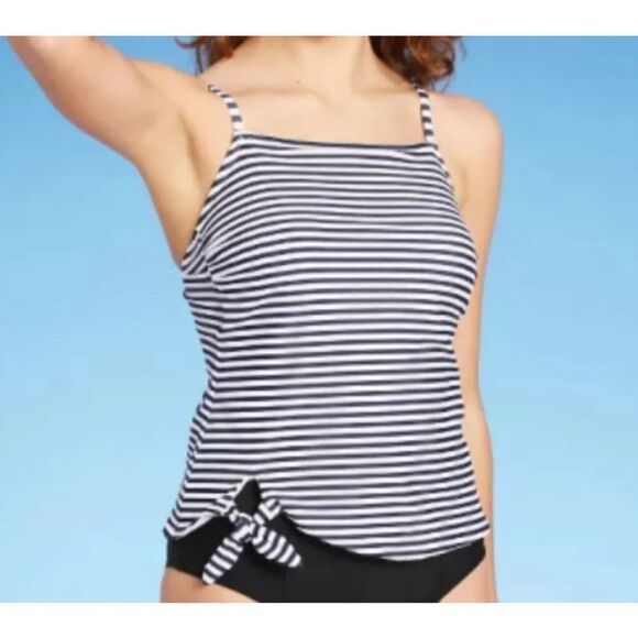 Kona Sol Striped Tankini Top Oxford Blue White Large - Picture 1 of 9